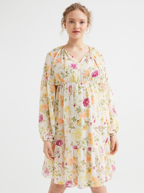 

H&M MAMA White Chiffon Balloon-Sleeved Dress