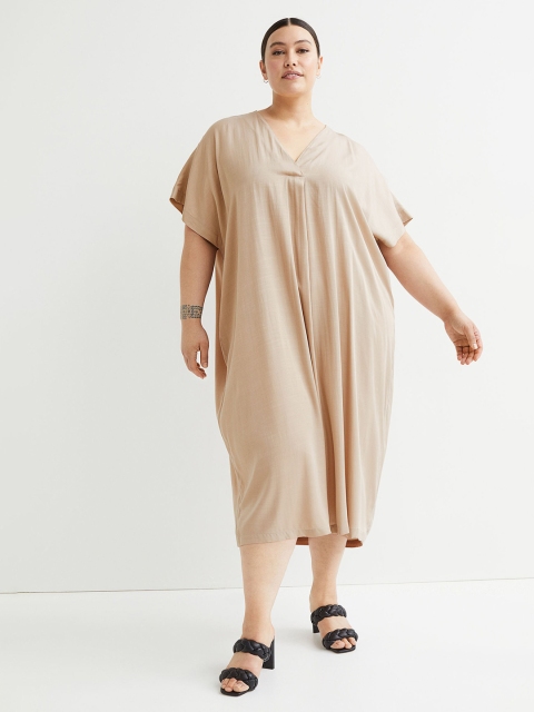 

H&M+ Beige V-Neck Kaftan Dress
