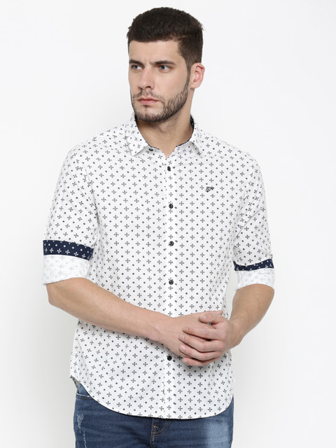 

Ed Hardy Men White Slim Fit Printed Casual Shirt