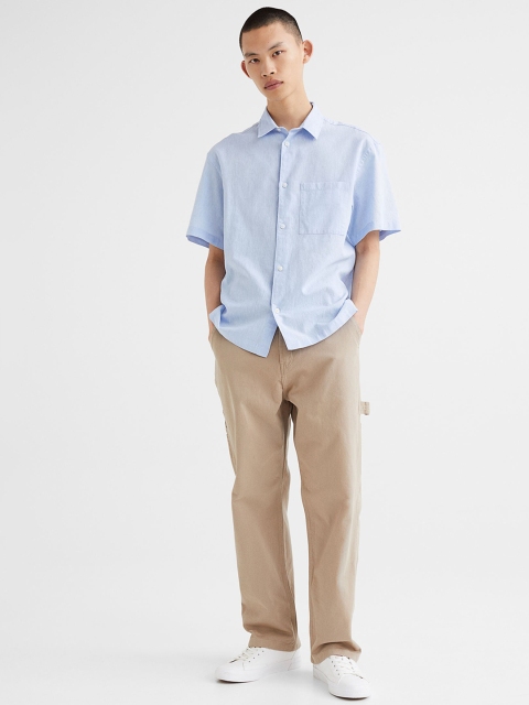 

H&M Men Beige Cotton Twill Trousers