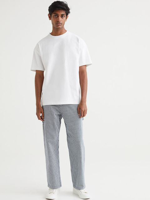 

H&M Men Blue Cotton Twill Trousers