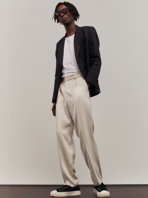 

H&M Men Beige Regular Fit Modal Cigarette Trousers