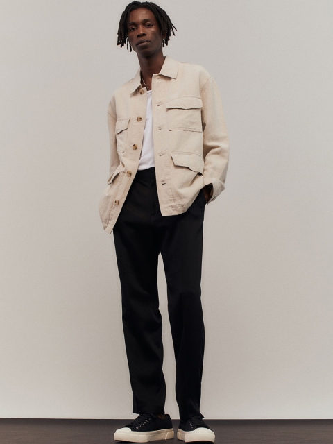 

H&M Men Black Regular Fit Modal Cigarette Trousers