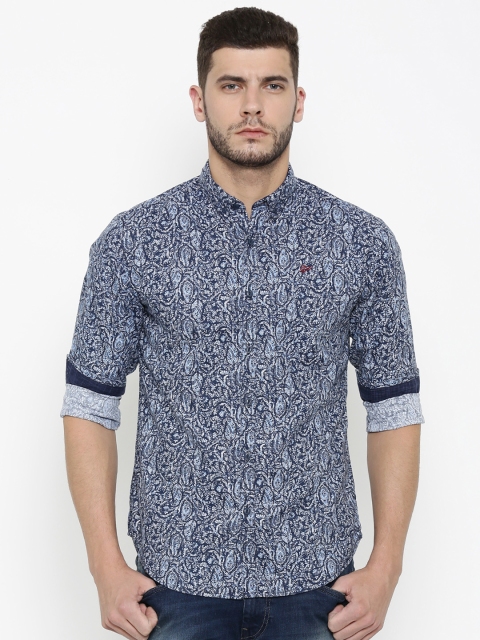 

Ed Hardy Men Navy Blue Slim Fit Printed Casual Shirt