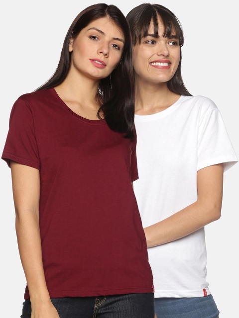 

NOT YET by us Women White 2 V-Neck T-shirt