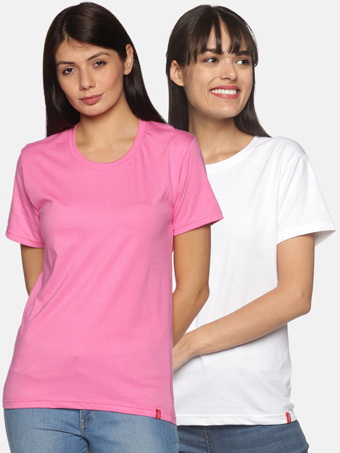 

NOT YET by us Women White 2 Drop-Shoulder Sleeves T-shirt