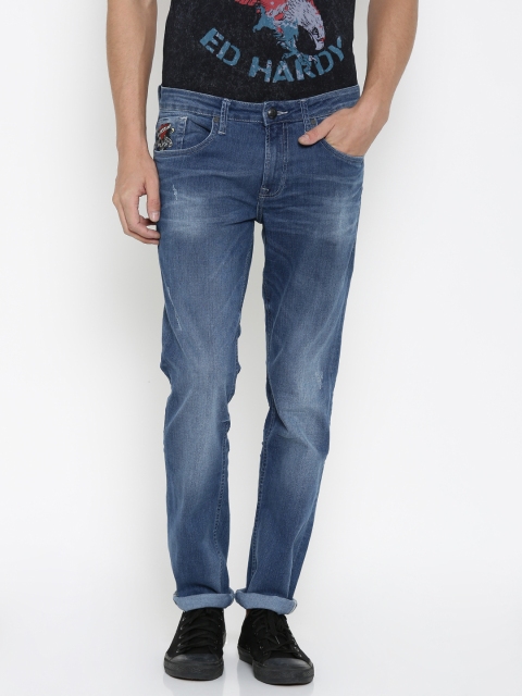 

Ed Hardy Men Blue Slim Fit Low Distress Stretchable Jeans