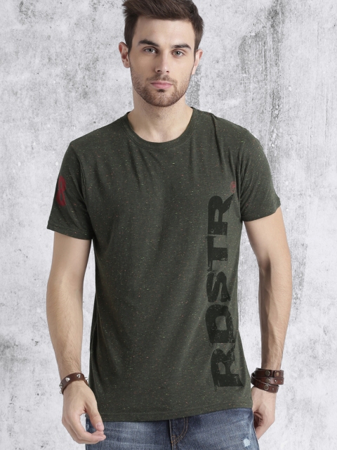 

Roadster Men Grey Self-Design Round Neck T-shirt