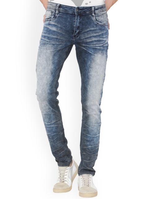 

Rex Straut Jeans Men Blue Comfort Slim Fit Mildly Distressed Heavy Fade Stretchable Jeans