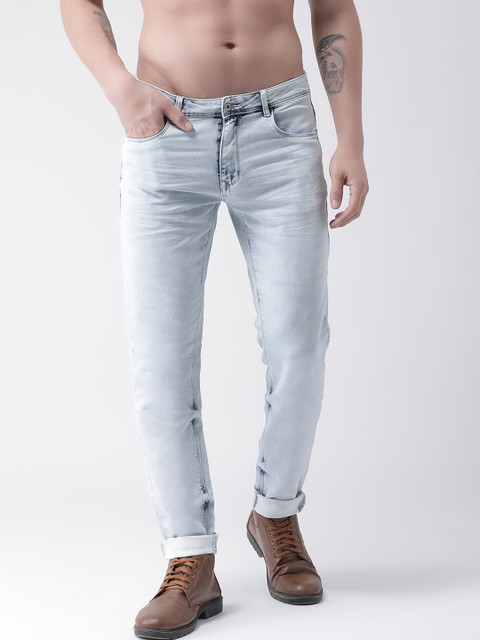 

Rex Straut Jeans Men Blue Comfort Slim Fit Low Distress Heavy Fade Stretchable Jeans