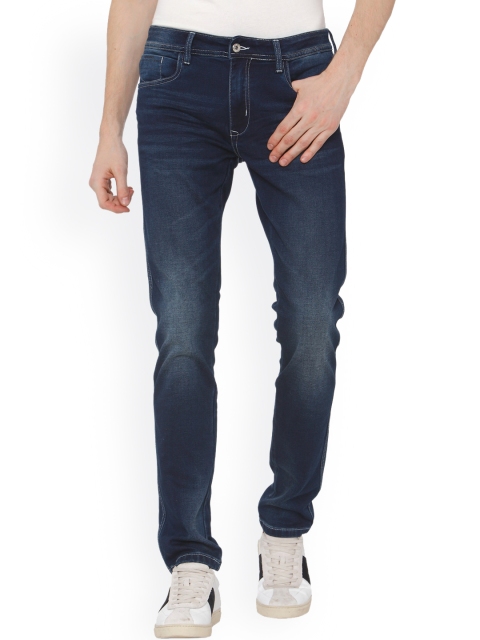 

Rex Straut Jeans Men Blue Comfort Slim Fit Low Distress Light Fade Stretchable Jeans