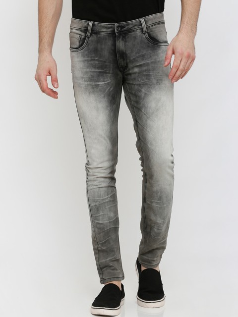 

Rex Straut Jeans Men Charcoal Comfort Slim Fit Mildly Distressed Heavy Fade Stretchable Jeans