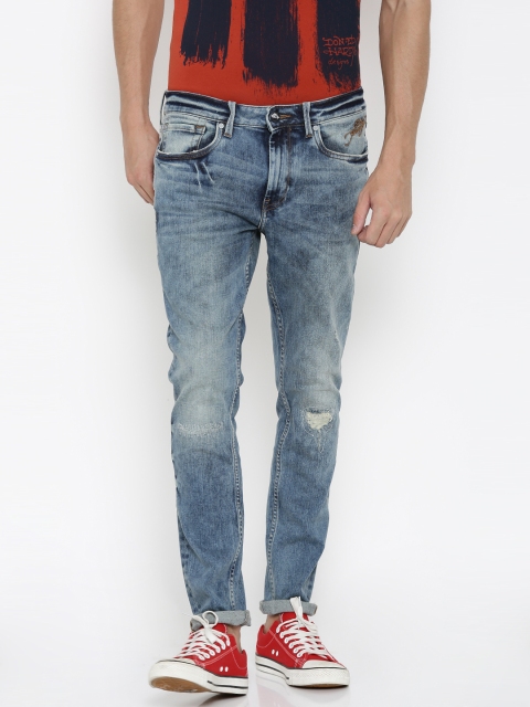 

Ed Hardy Men Blue Super-Skinny Fit Low Distress Stretchable Jeans