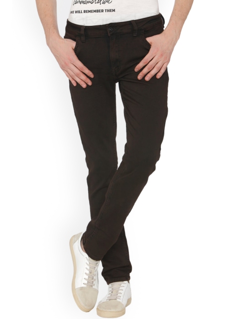 

Rex Straut Jeans Men Brown Comfort Slim Fit Low Distress Stretchable Jeans