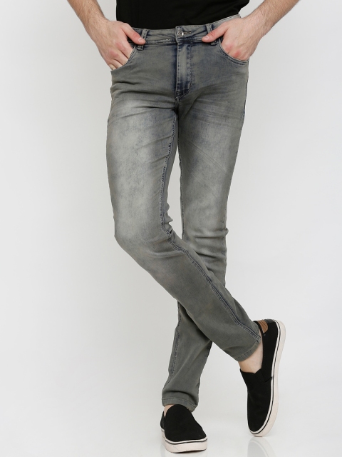 

Rex Straut Jeans Men Grey Comfort Slim Fit Heavy Fade Stretchable Jeans
