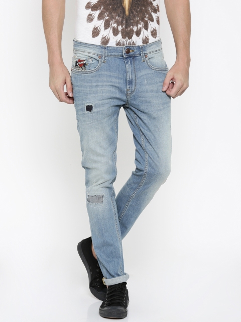 

Ed Hardy Men Blue Super Skinny Fit Low Distress Jeans