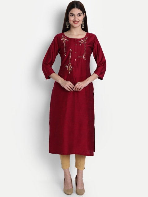 

7Threads Women Red Yoke Design Kurta