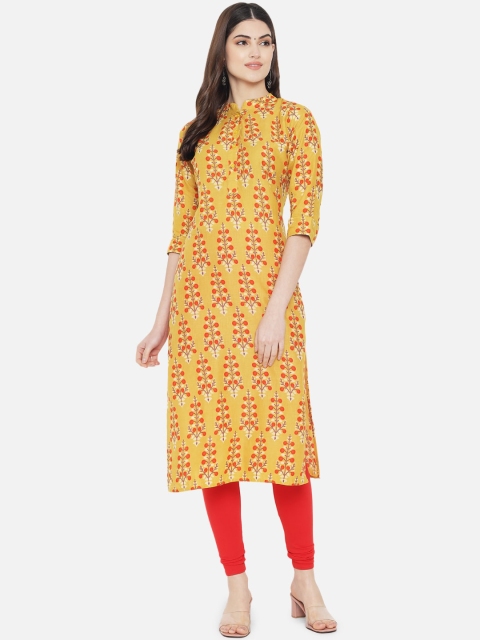 

7Threads Women Yellow Floral Printed Kurta