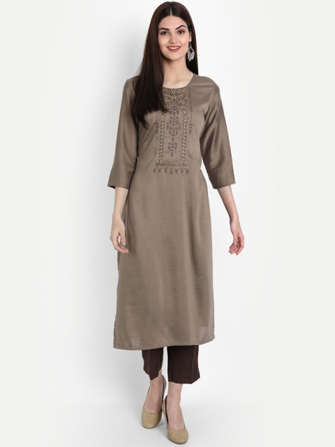 

7Threads Women Grey Thread Work Kurta