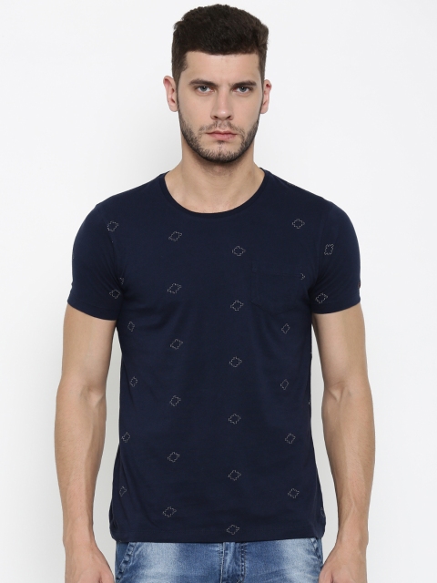 

Ed Hardy Men Navy Blue Printed Round Neck T-shirt