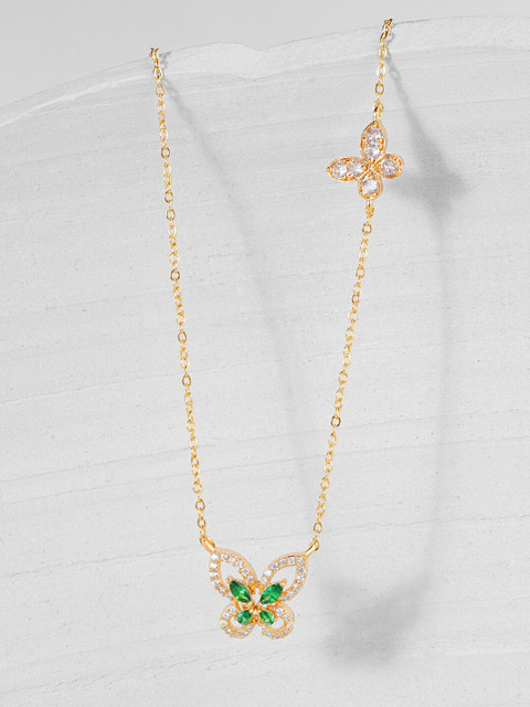 

MINUTIAE Gold-Toned & Green Brass Gold-Plated Handcrafted Necklace