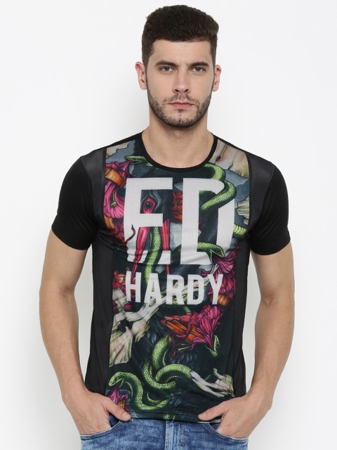 

Ed Hardy Men Black Printed Round Neck T-shirt