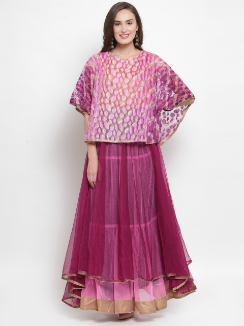 

Aujjessa Purple Layered Net Maxi Dress