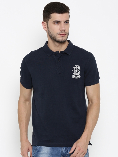 

Ed Hardy Men Navy Blue Solid Polo Collar T-shirt