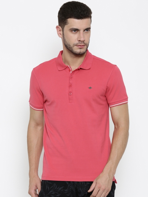 

Ed Hardy Men Pink Solid Polo Collar T-shirt