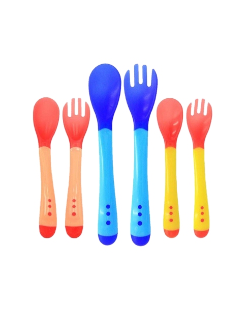 

The Little Lookers Set of 6 Silicone Heat Sensitive Spoons & Forks, Yellow