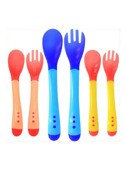 

The Little Lookers Kids 6Pcs Heat Sensitive Silicone Tipped Spoon Set, Red