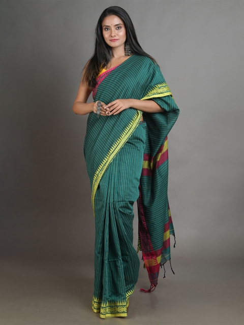 

Arhi Green & Gold-Toned Woven Design Zari Pure Cotton Saree