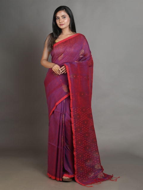 

Arhi Magenta Woven Design Pure Linen Saree