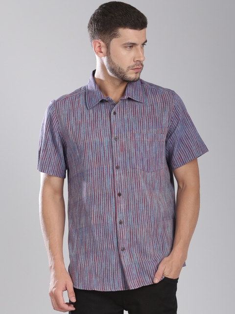 

Fabindia Men Blue & Red Striped Casual Shirt