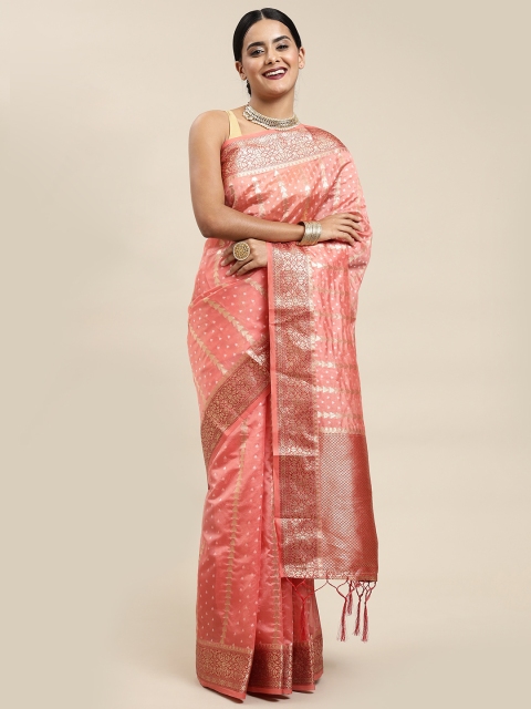 

Saree Swarg Pink & Maroon Woven Design Banarasi Sarees