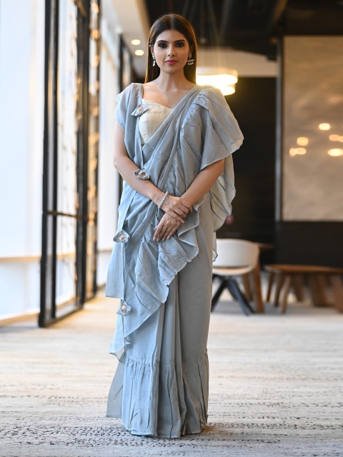 

BEATITUDE Blue Pure Cotton Saree