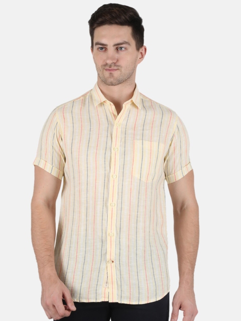 

Monte Carlo Men Yellow Classic Striped Casual Shirt
