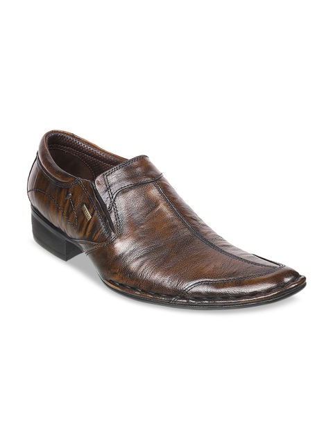 

Metro Men Tan Patterned Leather Derby Formal Shoes