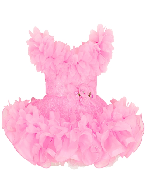 

AMIRTHA FASHION Pink Floral Satin Dress
