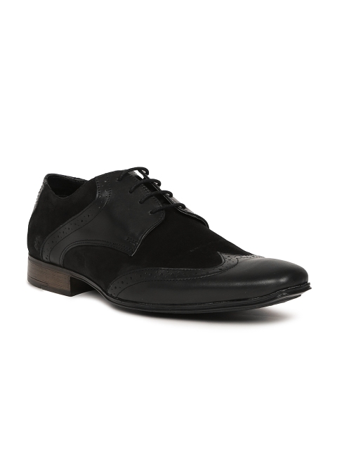 

Ruosh Work Men Black Semiformal Leather Brogue Shoes
