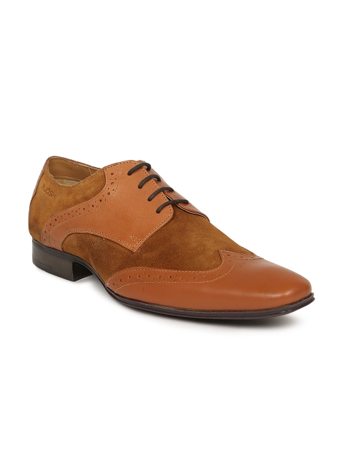 

Ruosh Work Men Brown Colourblocked Semiformal Leather Brogue Shoes