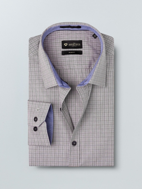 

INVICTUS Men Taupe Slim Fit Checked Formal Shirt