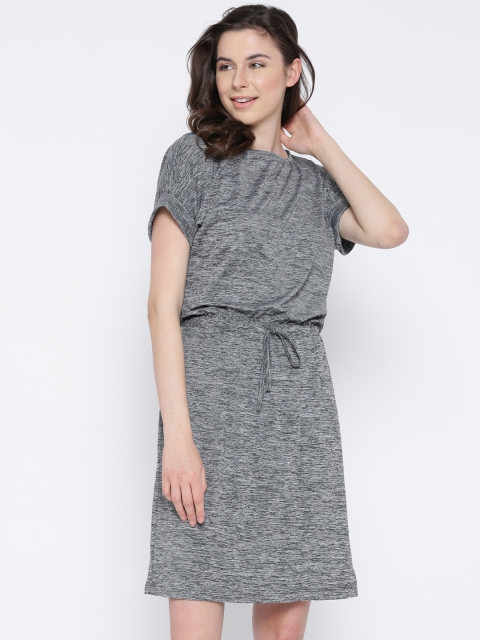

Miss Chase Women Grey Melange Self-Design Blouson Dress