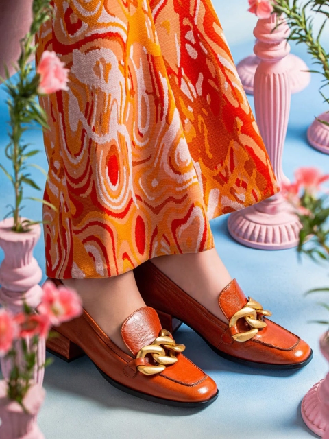 

Saint G Rust Leather Block Loafers