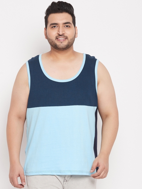 

bigbanana Men Blue Plus Size Colorblocked Innerwear Vests
