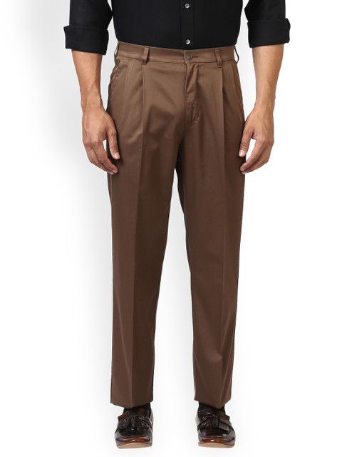 

ColorPlus Men Brown Regular Fit Solid Regular Trousers