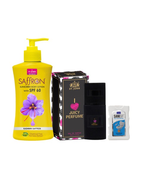 

VI-JOHN Set Of 3 I Love Juicy & Sunscreen Body Lotion & Sanisit 20ml, Multi