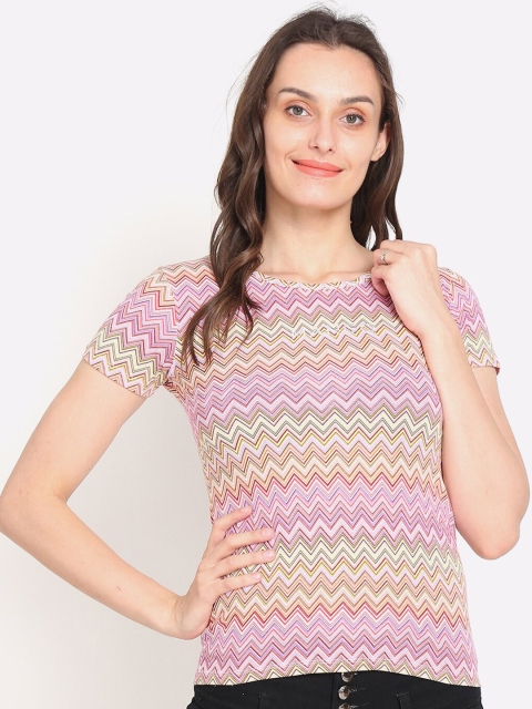 

NoBarr Multicoloured Geometric Striped Top, Multi