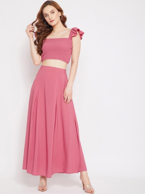 

Berrylush Women Pink Solid Co-ords Set