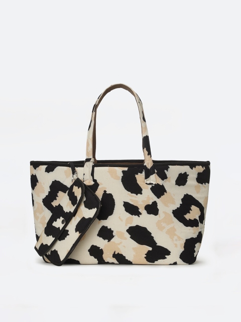 

Oxolloxo Beige Animal Textured Structured Tote Bag